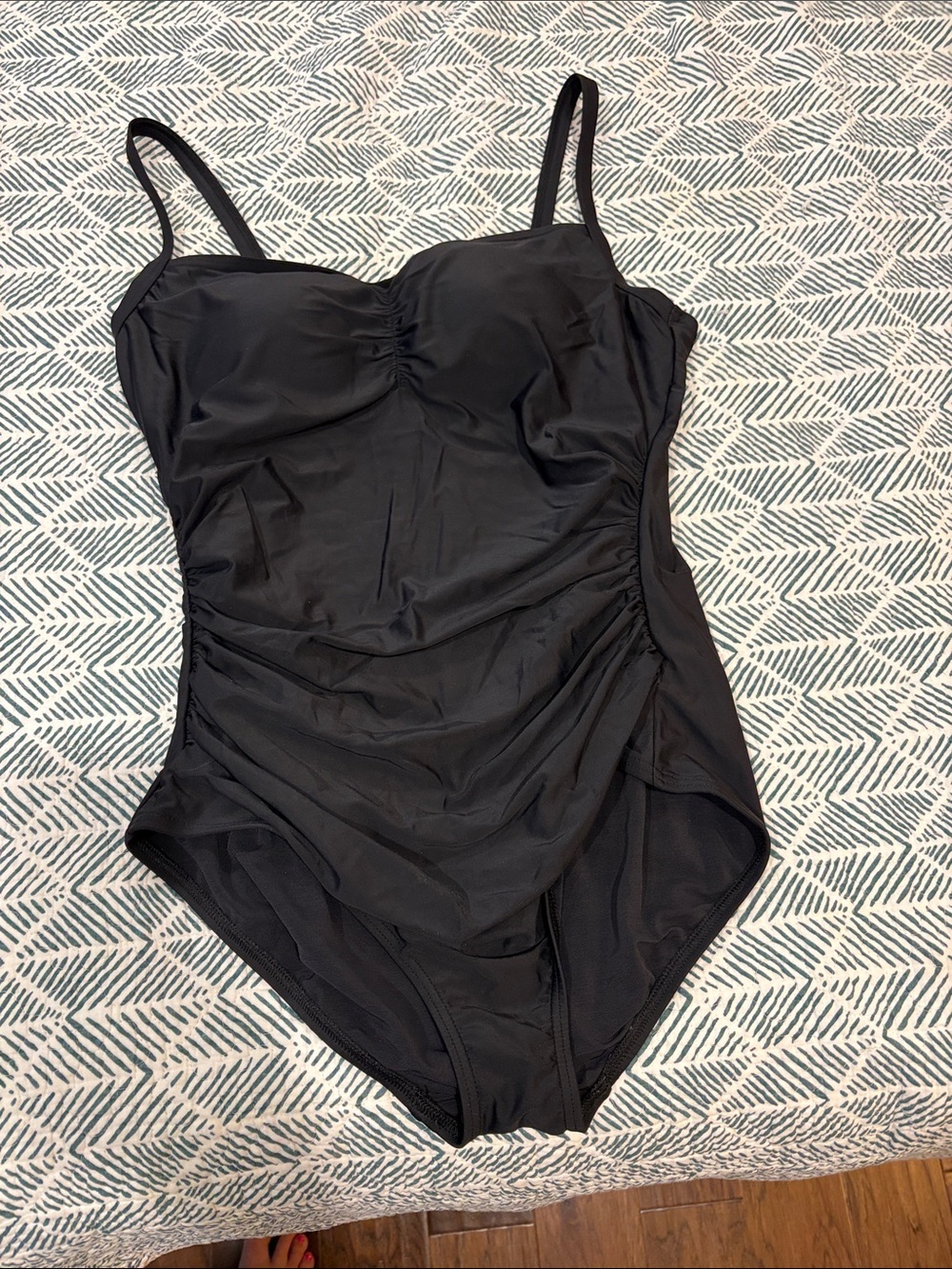 Lands' End Black One-Piece Swimsuit with Adjustable Straps
